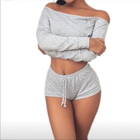 Crop top & shorts set (pink or grey) NWOT - Picture 5 of 8